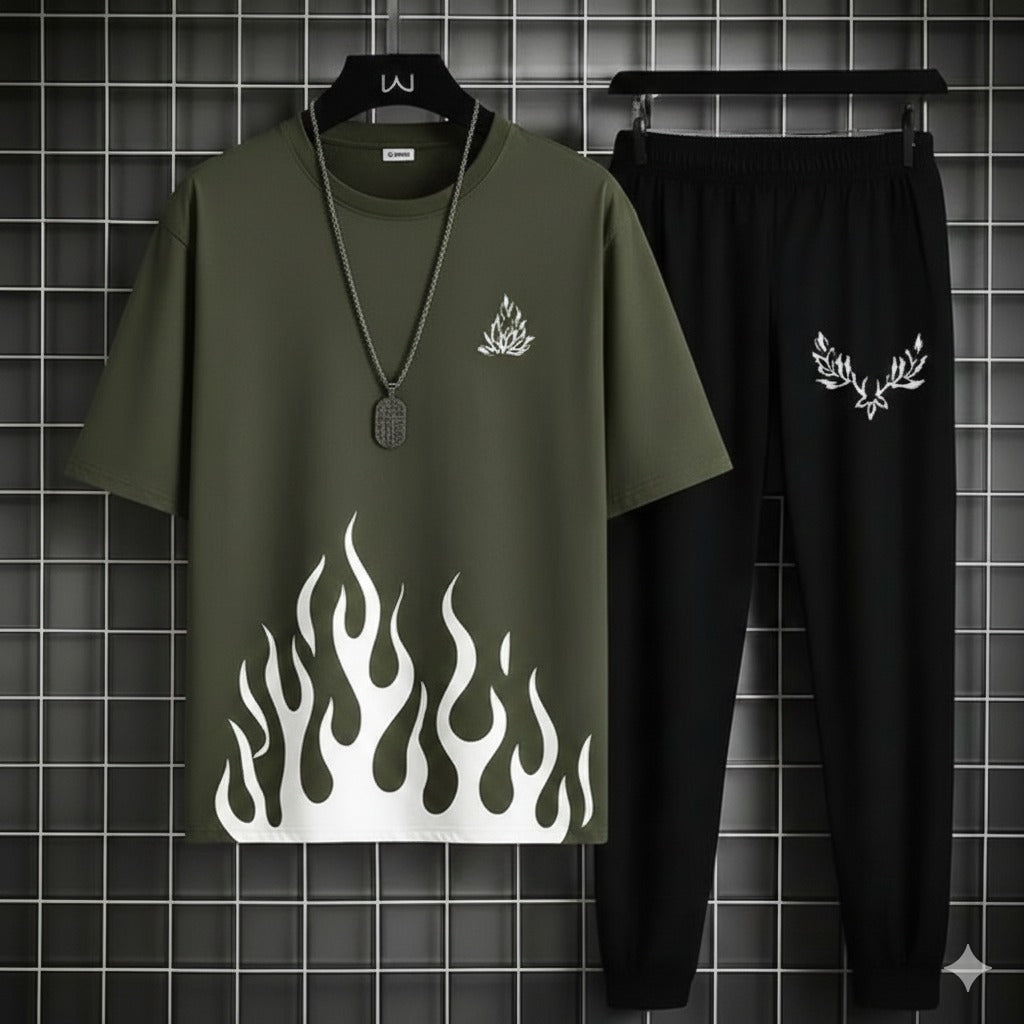 Men’s Summer Track Suit – Lightweight & Breathable(FIRE COMMANDO  BLACK)